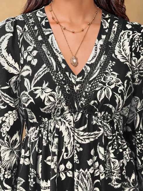 plus-size-botanical-print-long-sleeve-midi-dress-OhSoStyled-Sophia's-Style-9