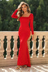 square-neck-long-sleeve-dress Sophia's Trends - Sophia's Style-Red-S