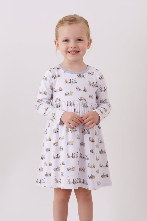 Premium blue character print bamboo dress
