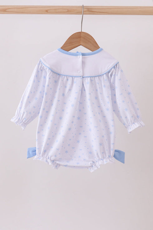 Premium blue snow bow embroidery bubble