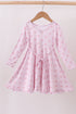 Premium blush bow stripe print ruffle bamboo dress