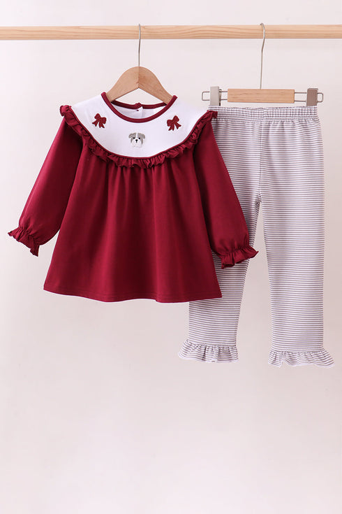 premium-maroon-georgia-bulldog-bow-embroidery-ruffle-pants-set-abby-evie-sophias-styleSet-1