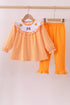 orange-tennessee-puppy-bow-embroidery-checkered-ruffle-pants-set-abby-evie-sophias-styleSet-1