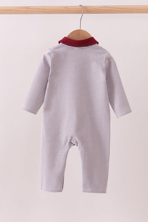 Premium Maroon Mississippi bulldog embroidery romper