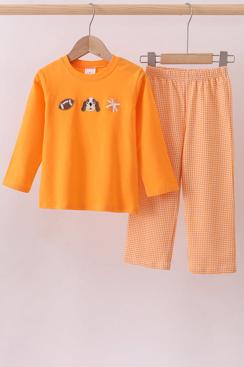 premium-orange-tennessee-football-embroidery-gingham-pants-set-abby-evie-sophias-styleSet-1