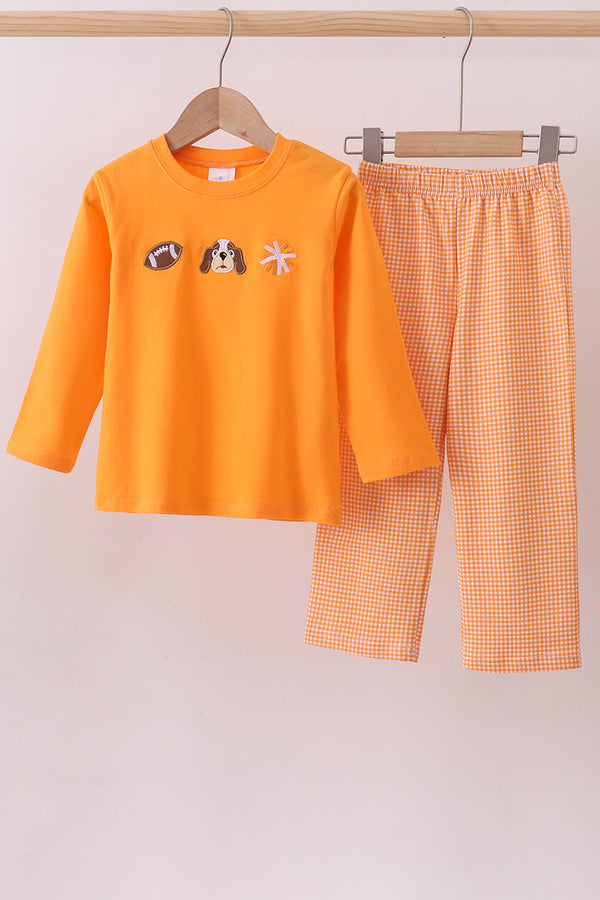 premium-orange-tennessee-football-embroidery-gingham-pants-set-abby-evie-sophias-styleSet-1