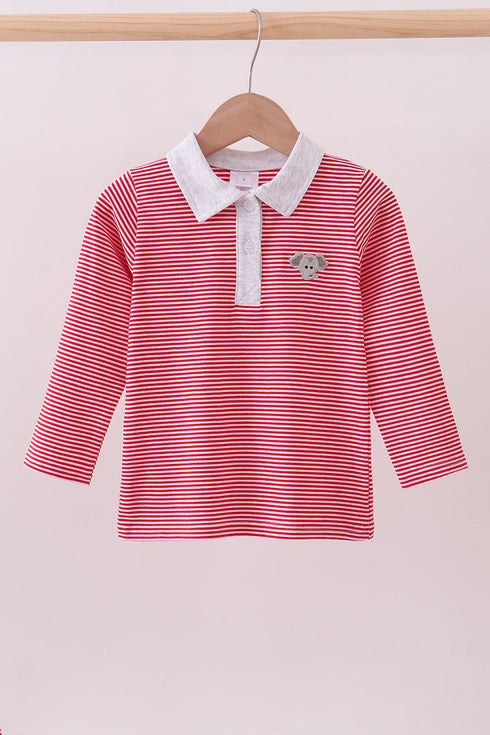 Premium Red Alabama stripe elephant embroidery button down shirt
