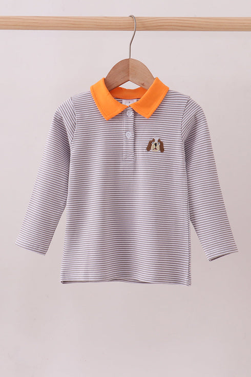 premium-orange-tennessee-stripe-puppy-embroidery-button-down-shirt-abby-evie-sophias-styleTop-1