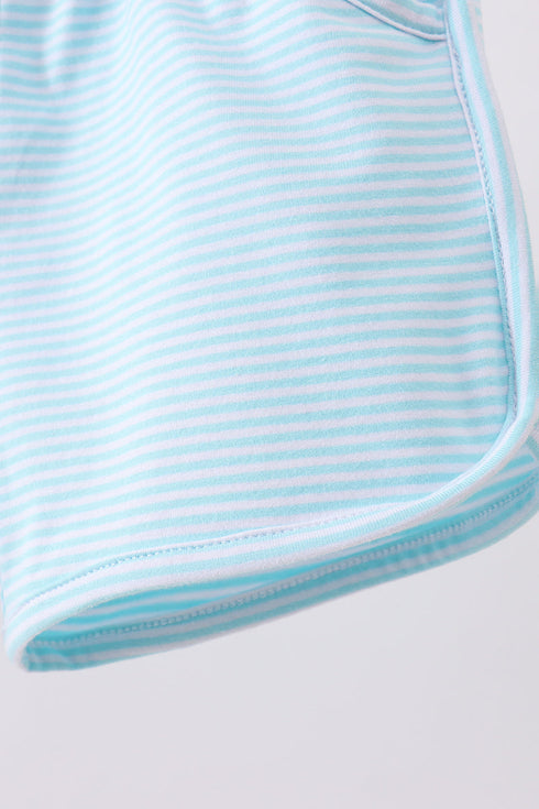 Premium Mint&white stripe bow shorts