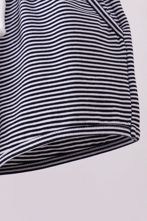 Premium Navy&white stripe drawstring shorts