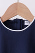Navy flutter sleeve scalloped top