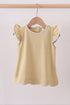 Khaki flutter sleeve scalloped top