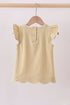 Khaki flutter sleeve scalloped top