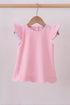 Pink flutter sleeve scalloped top