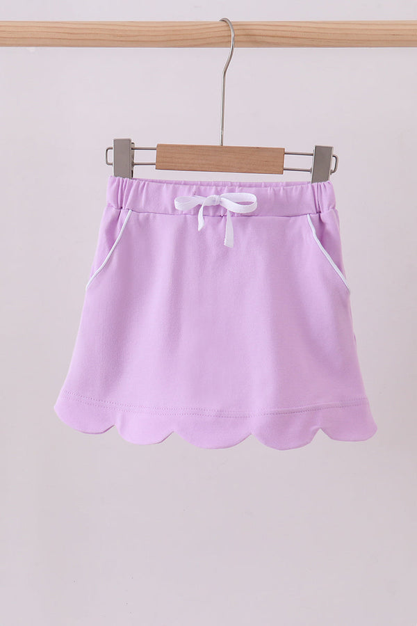 Purple scallop hem bow skort
