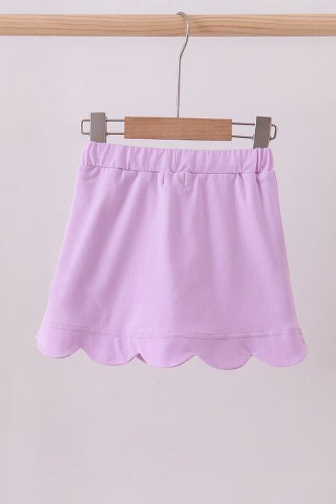 Purple scallop hem bow skort