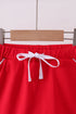 Red scallop hem bow skort