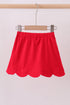 Red scallop hem bow skort