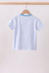 Blue stripe Smirk face applique top