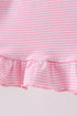 Pink stripe Smirk face applique dress
