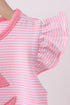 Pink stripe Smirk face applique dress
