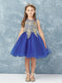 Big Girls Multi Color Gold Lace Wired Tulle Junior Bridesmaid Dress 8-18