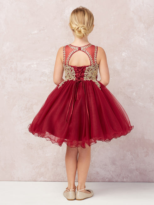 Vestido de niña de las flores de tul con aros de encaje dorado rosa polvoriento para niñas pequeñas 2-6