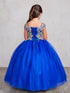 Girls Multi Color Off Shoulder Metallic Lace Tulle Pageant Dress 2-16