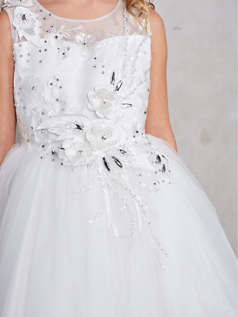 Girls Multi Color Lace Rhinestone Sash Pageant Dress 2-18 - SophiasStyle.com