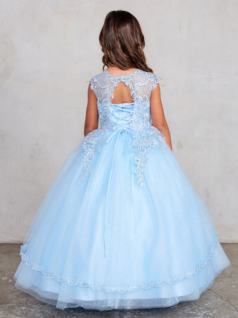 Girls Multi Color Metallic Lace Applique Split Tulle Skirt Pageant Dress 2-18 - SophiasStyle.com