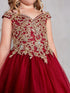 Girls Multi Color Metallic Lace Applique Split Tulle Skirt Pageant Dress 2-18 - SophiasStyle.com