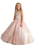 Big Girls Rose Gold Dangling Beads Choker Style Pageant Dress 8-16 - SophiasStyle.com