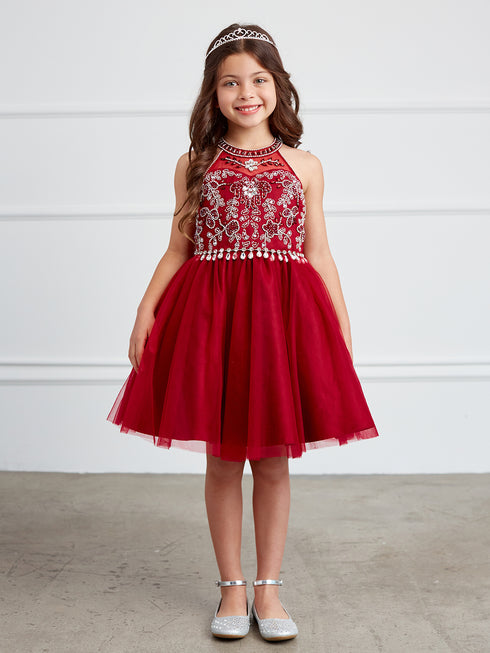 Girls Sparkle Princess Party Dress – Short Tulle Dress with Gemstone Details 2-18