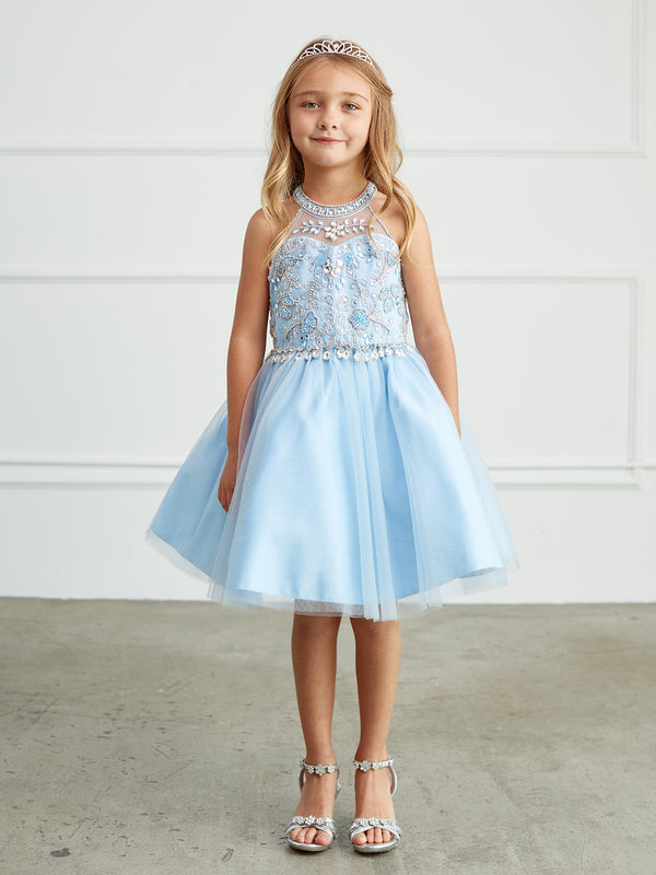 Girls Sparkle Princess Party Dress – Short Tulle Dress with Gemstone Details 2-18