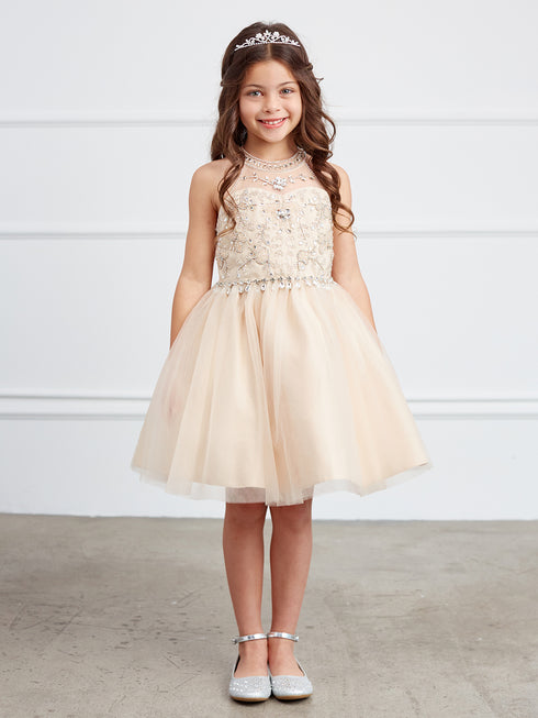 Girls Sparkle Princess Party Dress – Short Tulle Dress with Gemstone Details 2-18