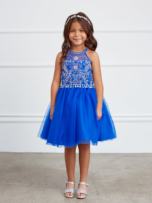 Girls Sparkle Princess Party Dress – Short Tulle Dress with Gemstone Details 2-18