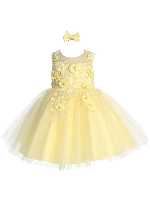 Tip Top Kids Girls 3D Floral Applique Special Occasion Dress, Sizes 6M-24M - SophiasStyle.com