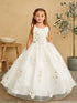 Girls 3D Flower Applique Glitter Mesh Special Occasion Dress 2-16