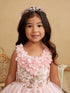 Girls 3D Flower Applique Glitter Mesh Special Occasion Dress 2-16