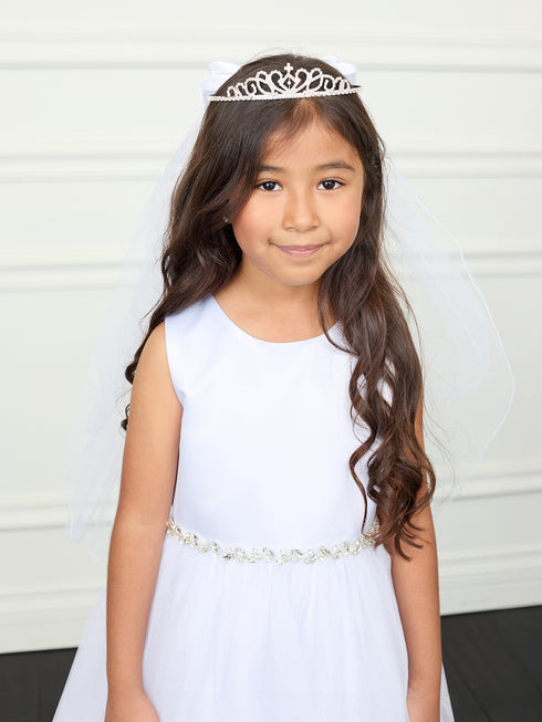 Girls Delicate Rhinestone Accents Classic Design Crown Tiara