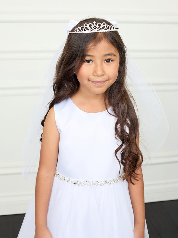 Girls Delicate Rhinestone Accents Classic Design Crown Tiara