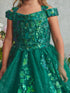 3D Butterfly Applique Bodice Glitter Off Shoulder Special Occasion Dress, Sizes 2-18