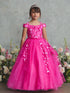 3D Butterfly Applique Bodice Glitter Off Shoulder Special Occasion Dress, Sizes 2-18