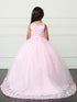 Girls Princess Tulle Dress with Floral Lace Appliqués – Elegant Flower Girl & Party Gown Formal Dress 2-16