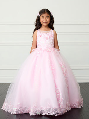 Girls Princess Tulle Dress with Floral Lace Appliqués – Elegant Flower Girl & Party Gown Formal Dress 2-16