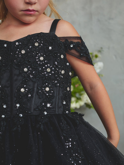 Girls Sparkle Princess Gown – Embroidered Tulle Ball Dress for Special Occasions 2-18