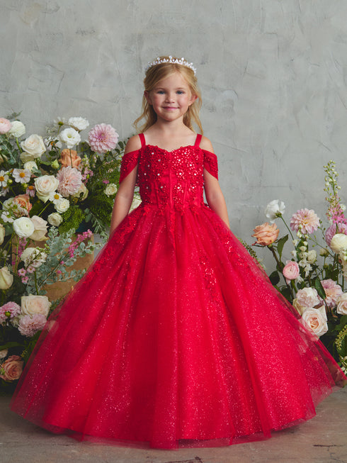 Girls Sparkle Princess Gown – Embroidered Tulle Ball Dress for Special Occasions 2-18