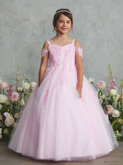 Girls Sparkle Princess Gown – Embroidered Tulle Ball Dress for Special Occasions 2-18
