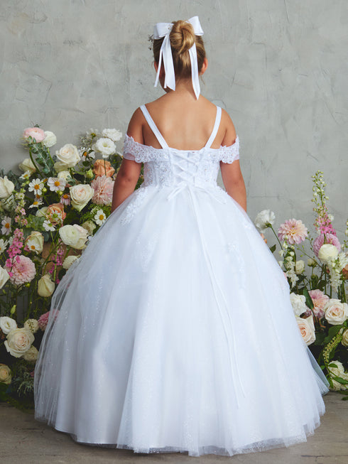 Girls Sparkle Princess Gown – Embroidered Tulle Ball Dress for Special Occasions 2-18