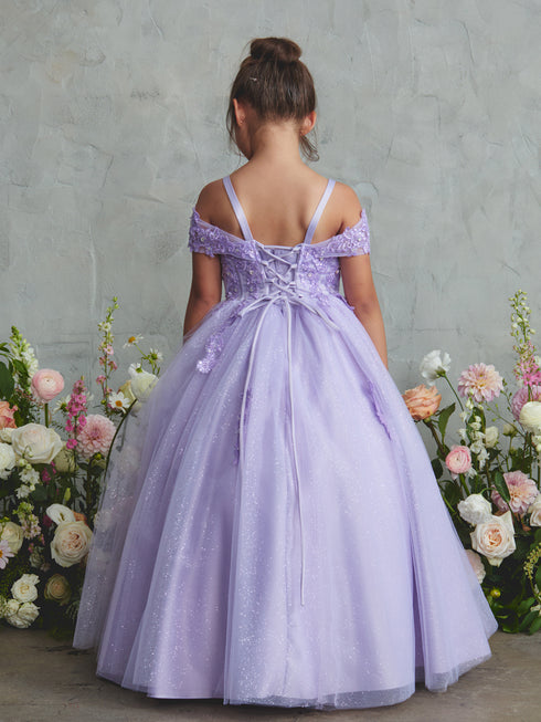 Girls Sparkle Princess Gown – Embroidered Tulle Ball Dress for Special Occasions 2-18